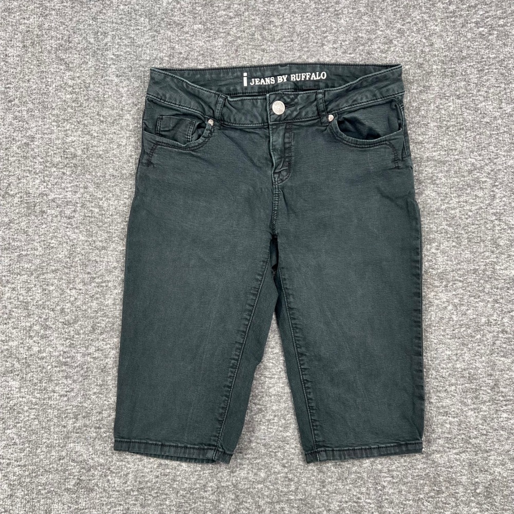 i Jeans by Buffalo Womens black Denim Bermuda Shorts Dark Wash Knee‎ Length
